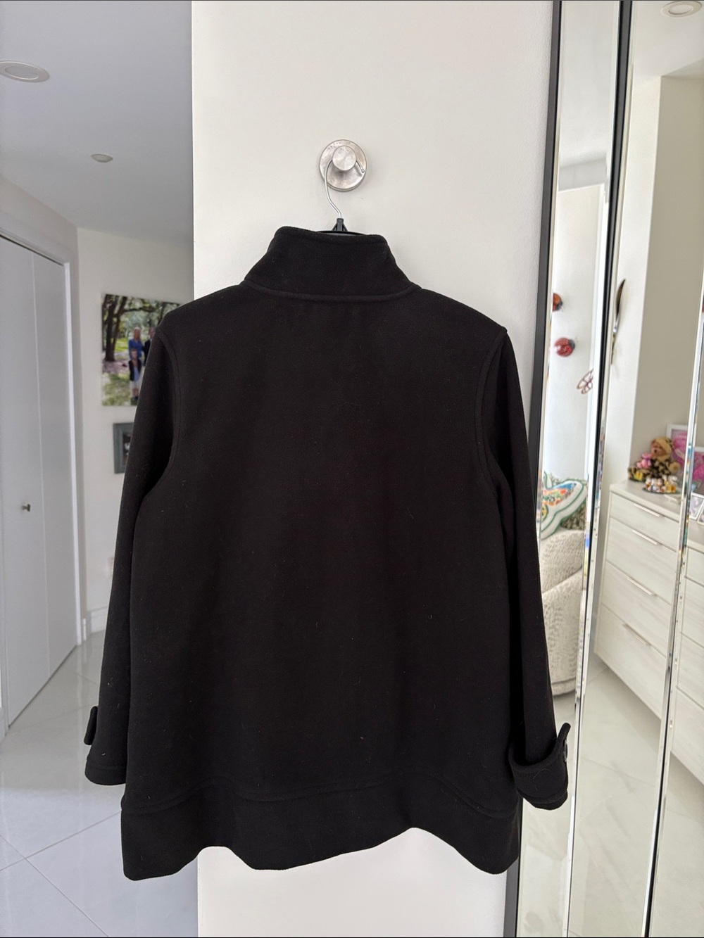 Women's Black Button-Up Pea Coat - Picture 2 of 9